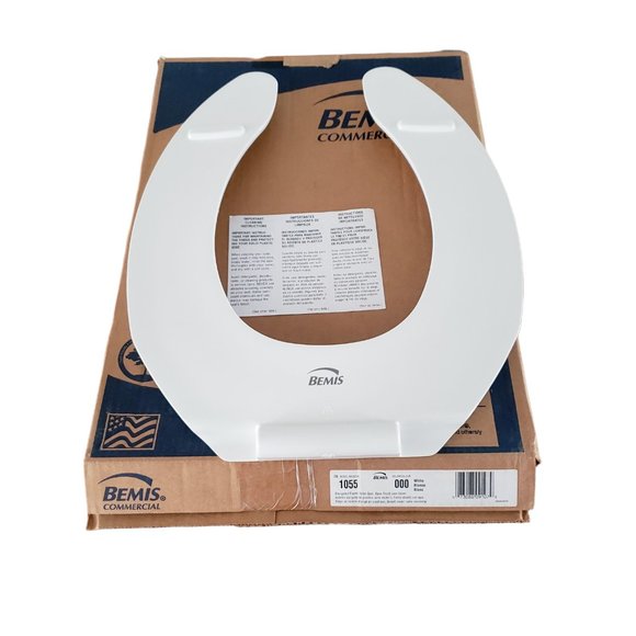 Bemis 1055 Elongated Commercial Plastic Open Front Toilet Seat - White - Picture 4 of 6